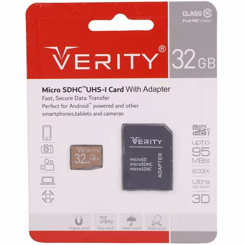 رم میکرو 32 گیگ وریتی Verity 633X U1 C10 95MB s  با خشاب