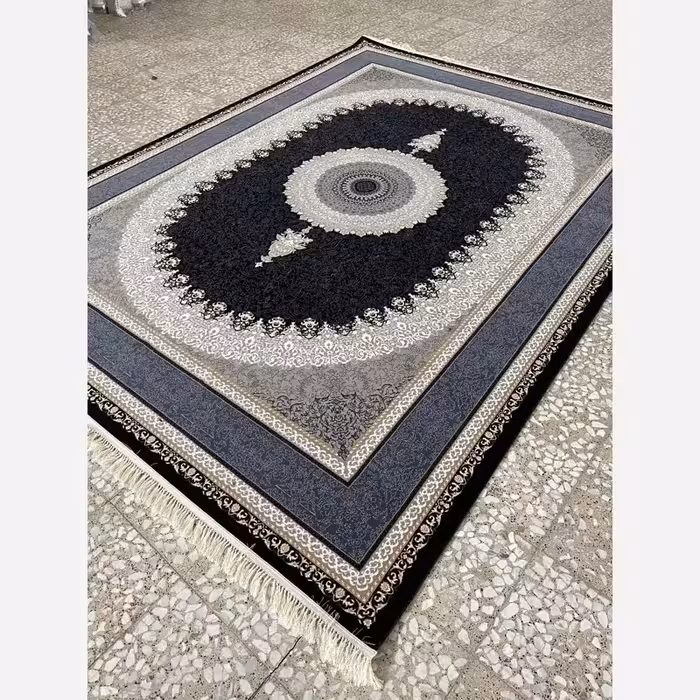 فرش ماشینی کاشان 700شانه12متری طرح ساوین سرمه ای(باارسال رایگان)