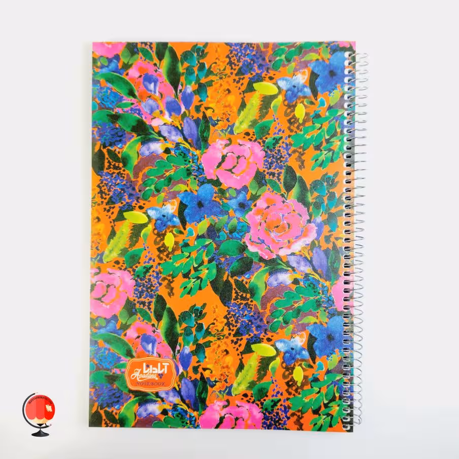 دفتر مشق 100 برگ رحلی سیمی طرح گل آبرنگی جلد طلقی آپادانا