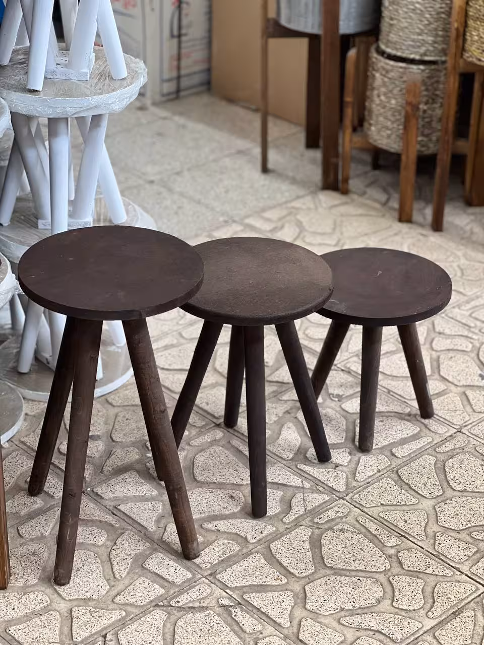 استند چوبی مجموعه 3 عددی (سه سایز) رنگ چوب