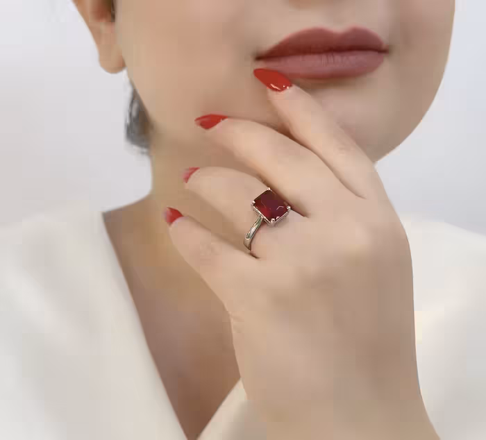 انگشتر یاقوت سرخ جواهری نقره زنانه کد 11167