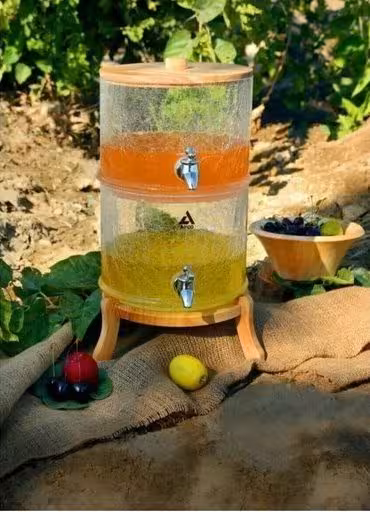 کلمن شیشه ای 2 طبقه درب چوبی شیشه الماسی (تَرَک دار) آرکو