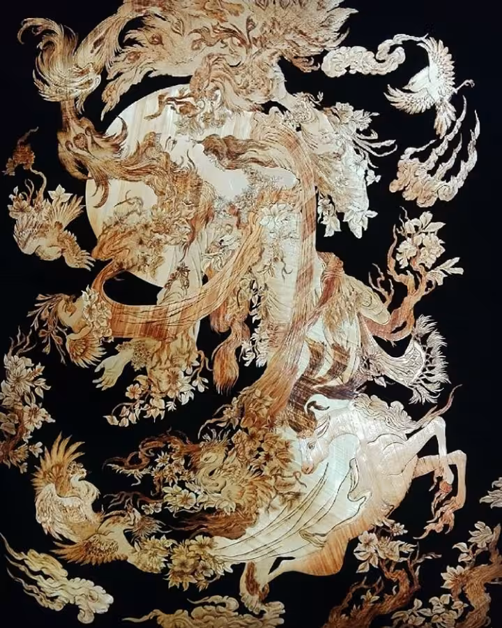 تابلو معرق و محرق ساقه گندم طرح جذابیت کد 10645