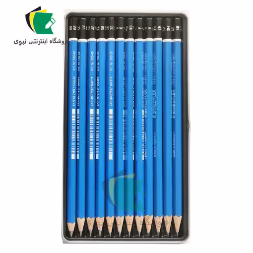 ست مداد طراحی استدلر مدل لوموگراف staedtler mars lumogragh بدنه آبی 12 عددی