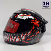 کلاه کاسکت فک ثابت کایک Qike - مشکی قرمز سفید ونوم