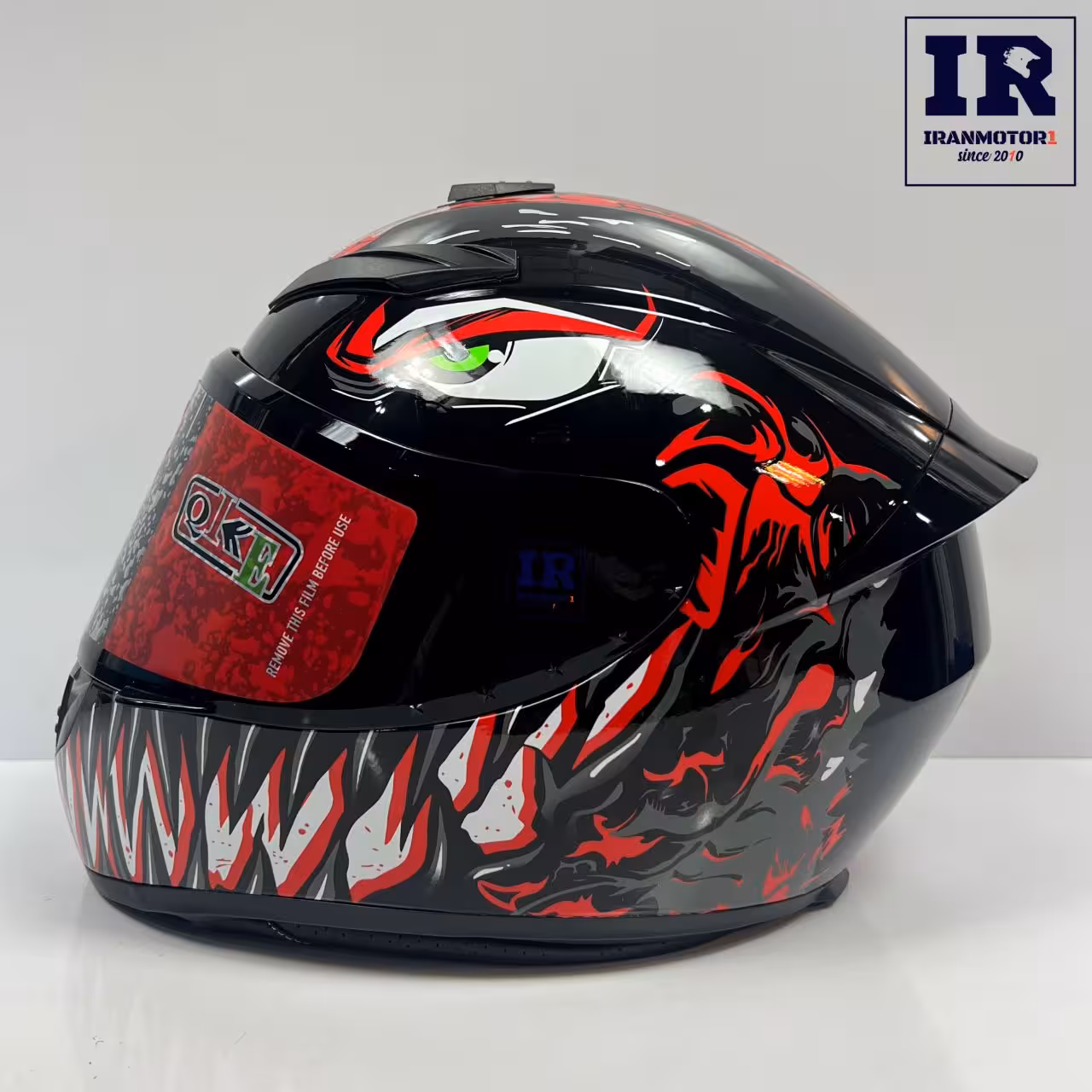 کلاه کاسکت فک ثابت کایک Qike - مشکی قرمز سفید ونوم