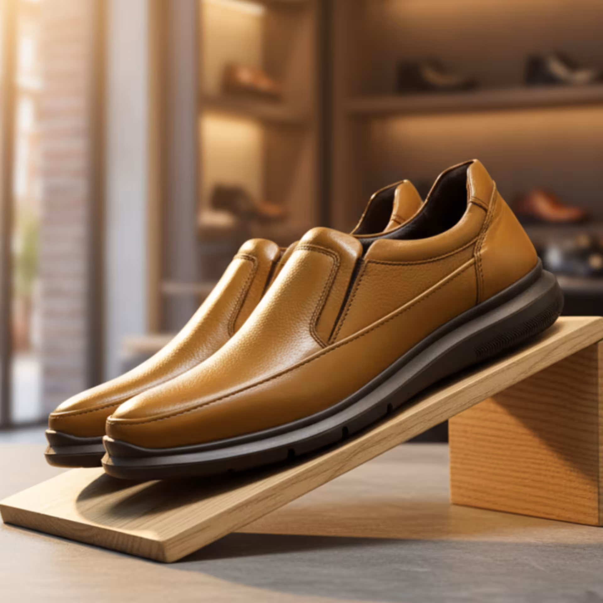 کفش چرم مردانه طبی کد TB037TN رنگ عسلی