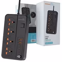 چندراهی کلیددار 4خروجی 2PD و 4USB با کابل 3متری Porodo blue PB-FWCH034