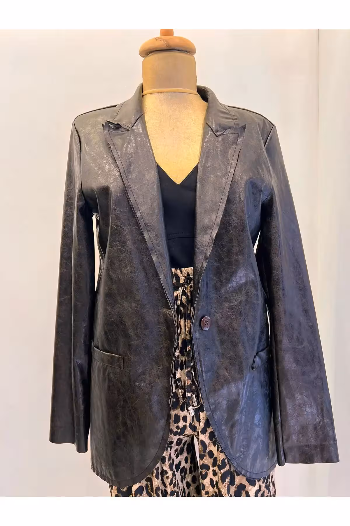 کت بلیزر چرمی وارداتی اورجینال ترک - 9457