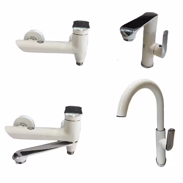 ست 4 تکه شیرآلات راسان مدل دینو شیری کروم