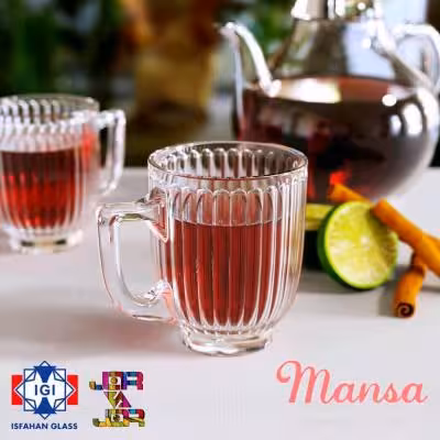 لیوان دسته دار مانسا شیاردار 6 عددی کادویی ارسال رایگان