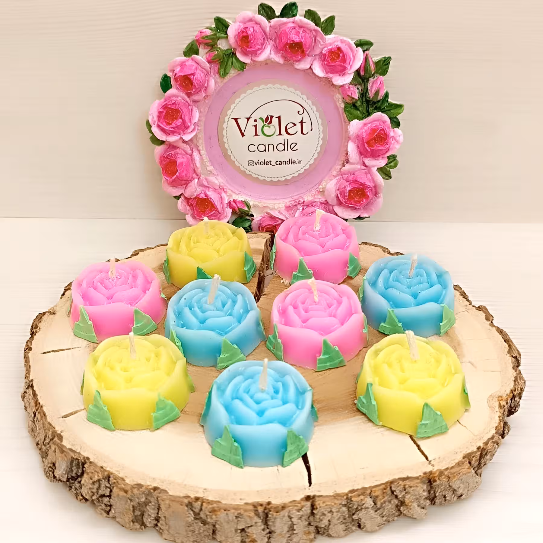 شمع گل رز  کوچک رنگ پاستیلی(تکی)