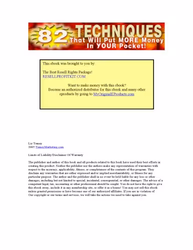 خرید و دانلود نسخه کامل کتاب 82 Techniques That Will Put MORE Money In YOUR Pocket!
