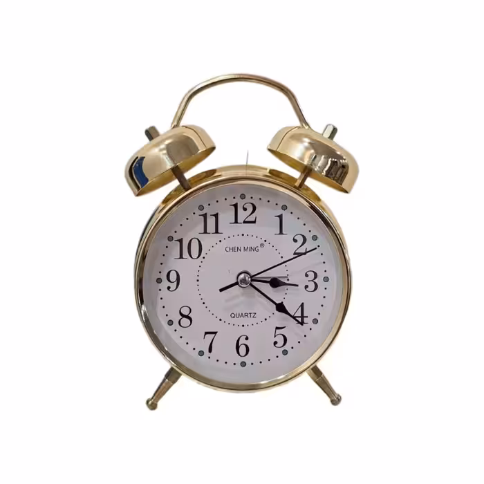 ساعت رومیزی طلایی زنگ دار و چراغ دار مدل RN 208