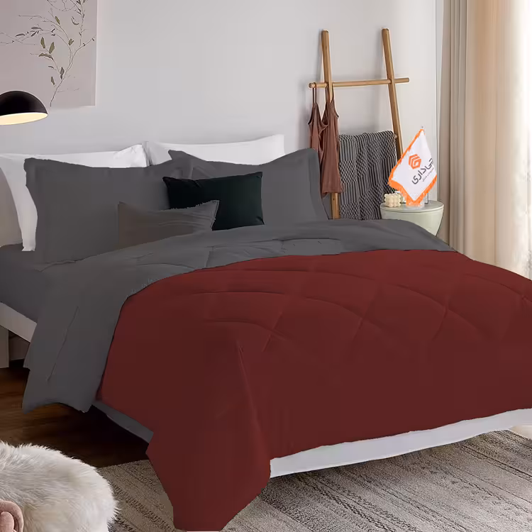 سرویس روتختی دورنگ چیداری زرشکی طوسی تیره