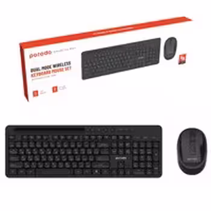 کیبورد و موس بیسیم و بلوتوث Porodo Dual Mode Wireless استنددار
