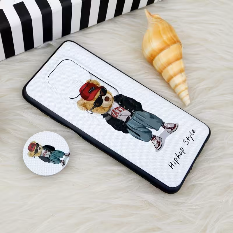 کاور طرح خرس کد 928 مناسب برای گوشی موبایل شیائومی Redmi Note 9s / 9 Pro به همراه پاپ سوکت