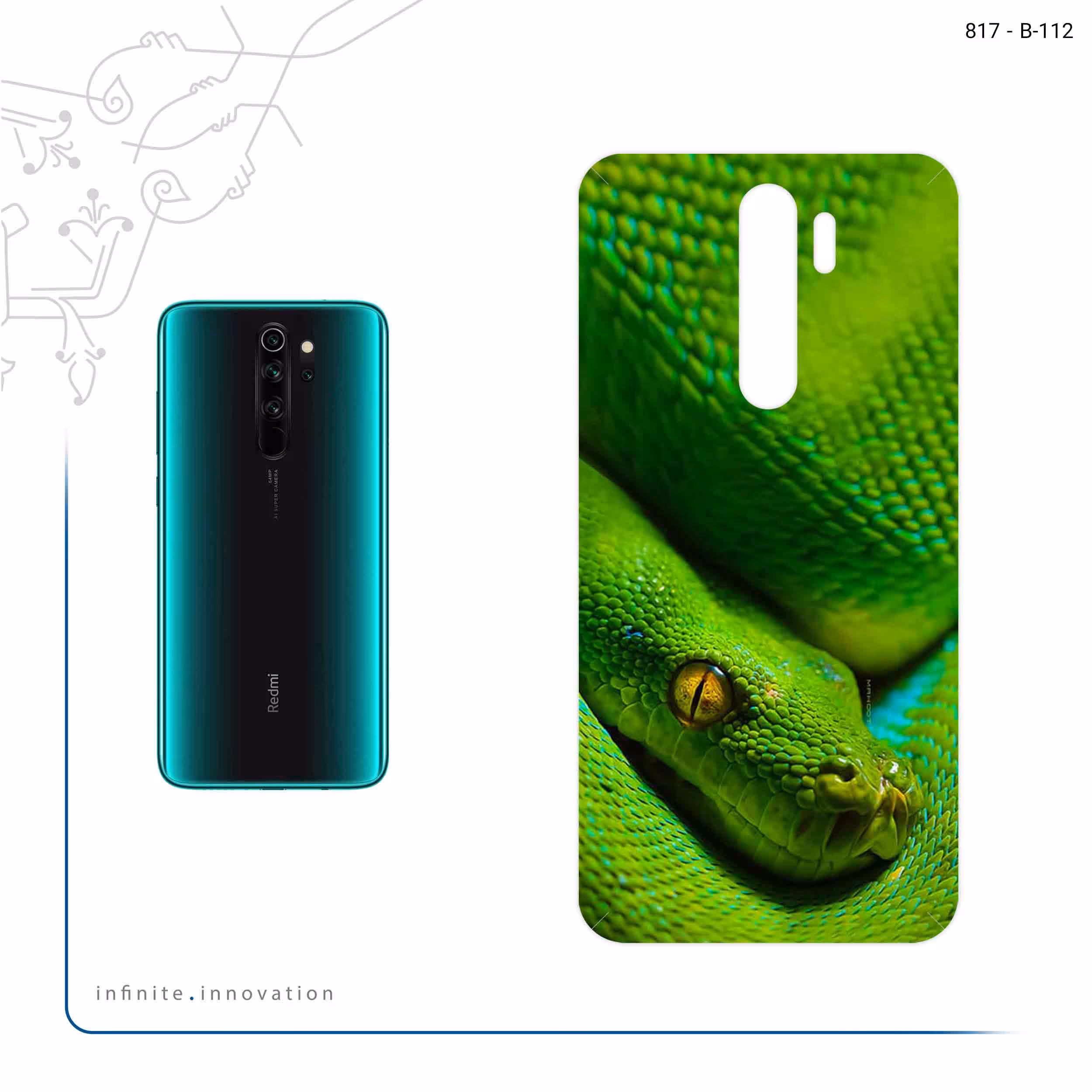 برچسب پوششی ماهوت مدل Snake مناسب برای گوشی موبایل شیائومی Redmi Note 8 Pro