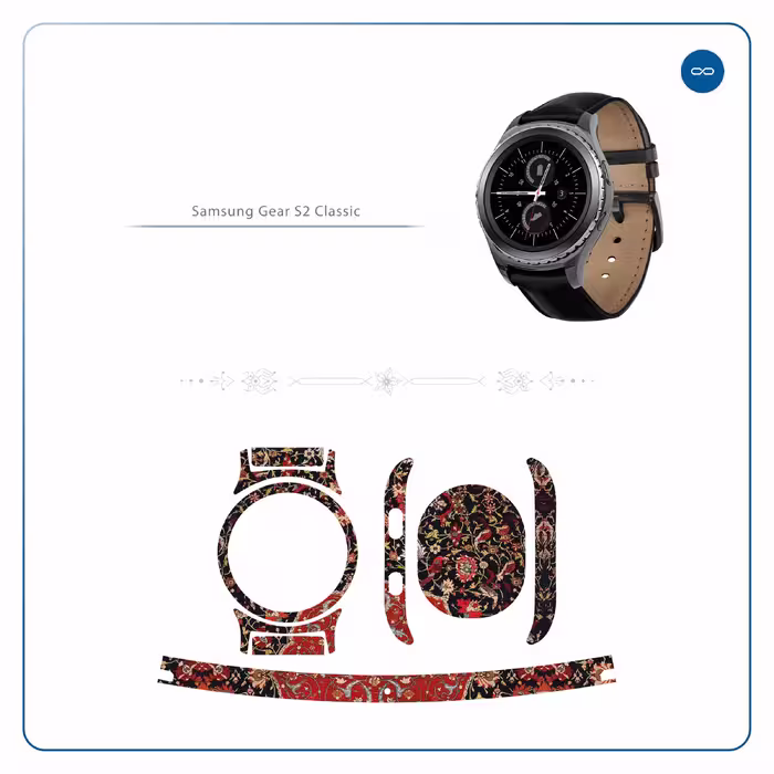برچسب ماهوت طرح Persian_Carpet_Red مناسب برای ساعت هوشمند سامسونگ Galaxy Gear S2 Classic