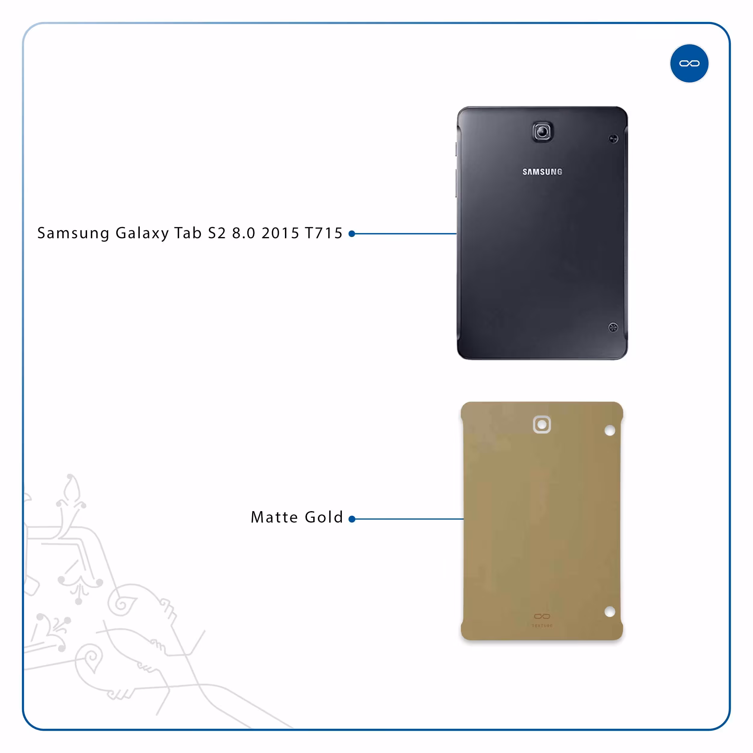 برچسب پوششی ماهوت مدل Matte-Gold مناسب برای تبلت سامسونگ Galaxy Tab S2 8.0 2015 T715