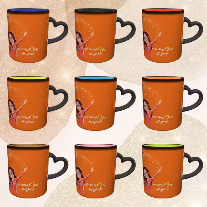 ماگ حرارتی مدل دسته قلبی طرح عاشقانه کد 136