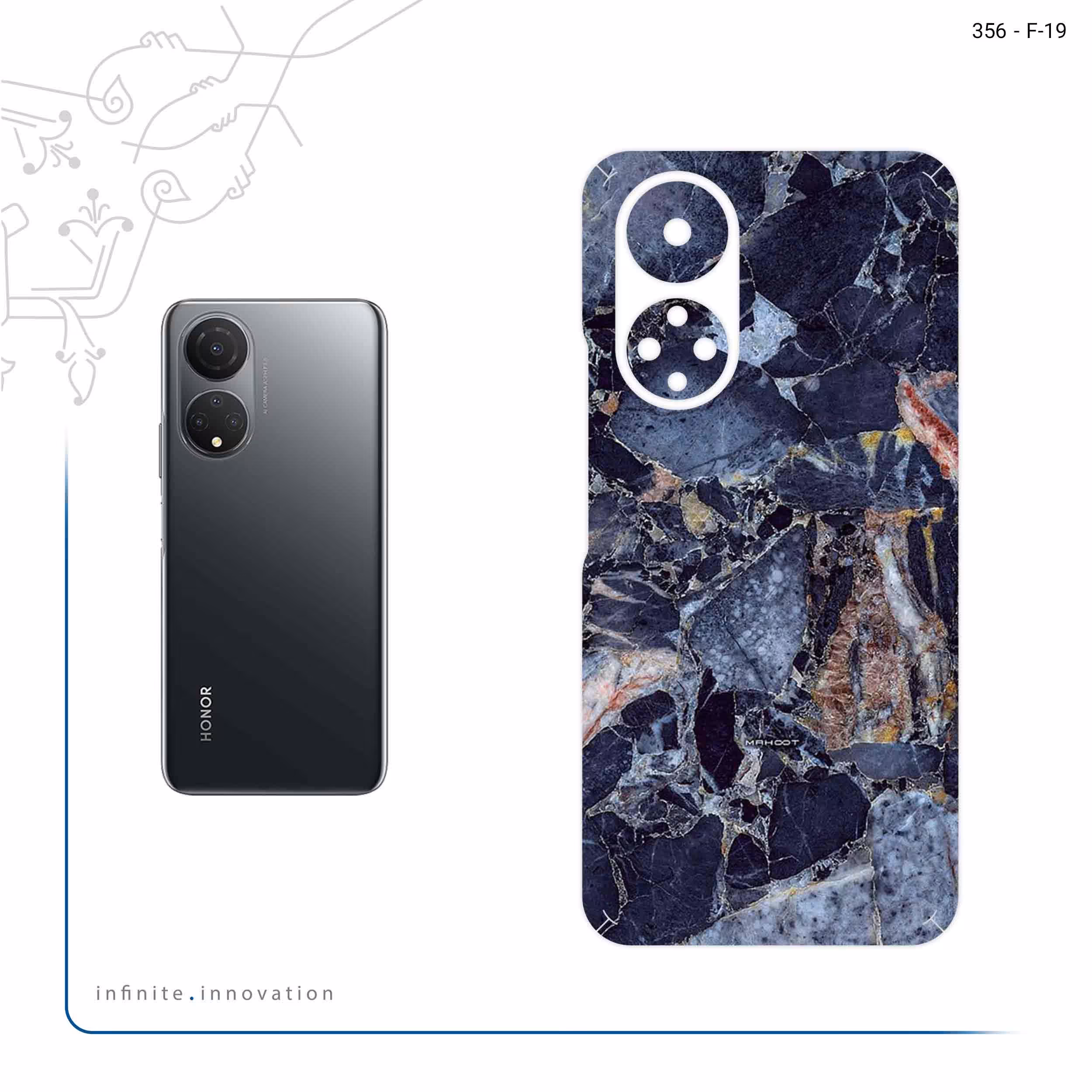 برچسب پوششی ماهوت مدل Broken black marble مناسب برای گوشی موبایل آنر X7