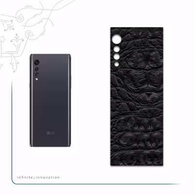 برچسب پوششی ماهوت مدل Black-Crocodile-Leather مناسب برای گوشی موبایل ال جی Velvet 5G