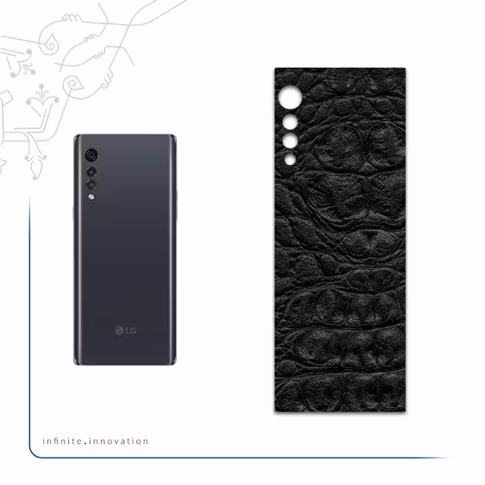 برچسب پوششی ماهوت مدل Black-Crocodile-Leather مناسب برای گوشی موبایل ال جی Velvet 5G
