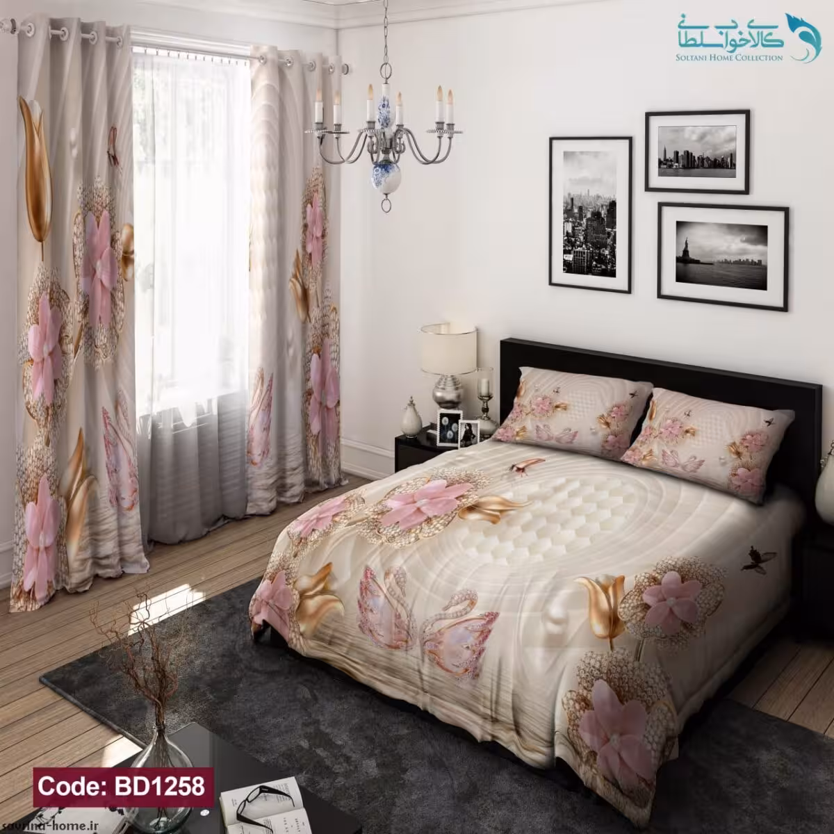 روتختی طرح گل دار دونفره کد BD1258