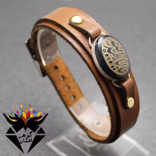 دستبند عقیق مشکی اصل حکاکی یا ابا عبدالله کد D_1781
