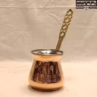 قهوه جوش مسی شکمی طرحدار دسته برنجی نانو | سایز 1 _ 100cc | مدل اوله
