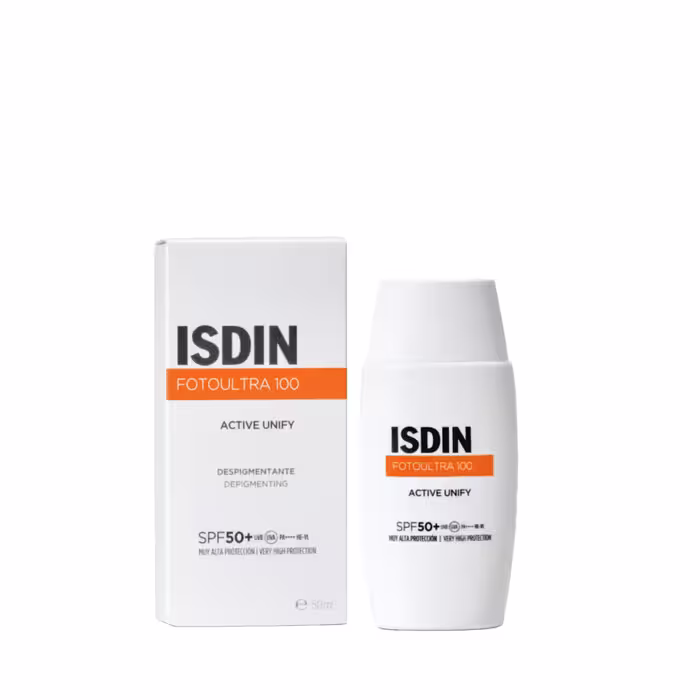 ضد آفتاب اکتیو یونیفای ایزدین Isdin FotoUltra 100 Active Unify SPF 50 UVB-UAV- PA    HE–VL