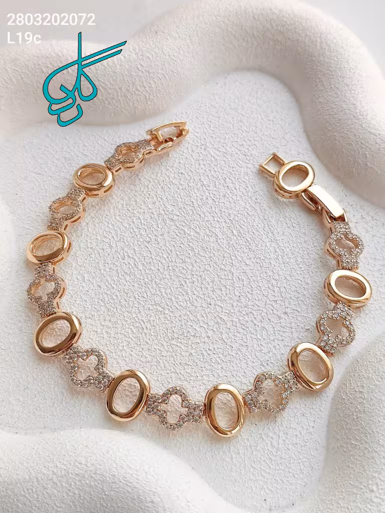 خرید دستبند زنانه طلایی نگین دار شیک و با کیفیت مارک ژوپینگ رنگ ثابت ضد حساسیت آبکاری شده کد 1216896 - ردگل