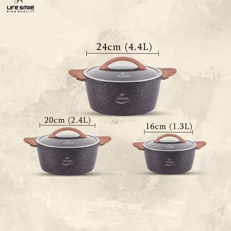 ست قابلمه 16-20-24 گرانیت لایف اسمایل P5