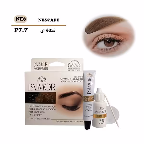 رنگ ابرو نسکافه ای پالمور NE6 کیت Palmor P7.7