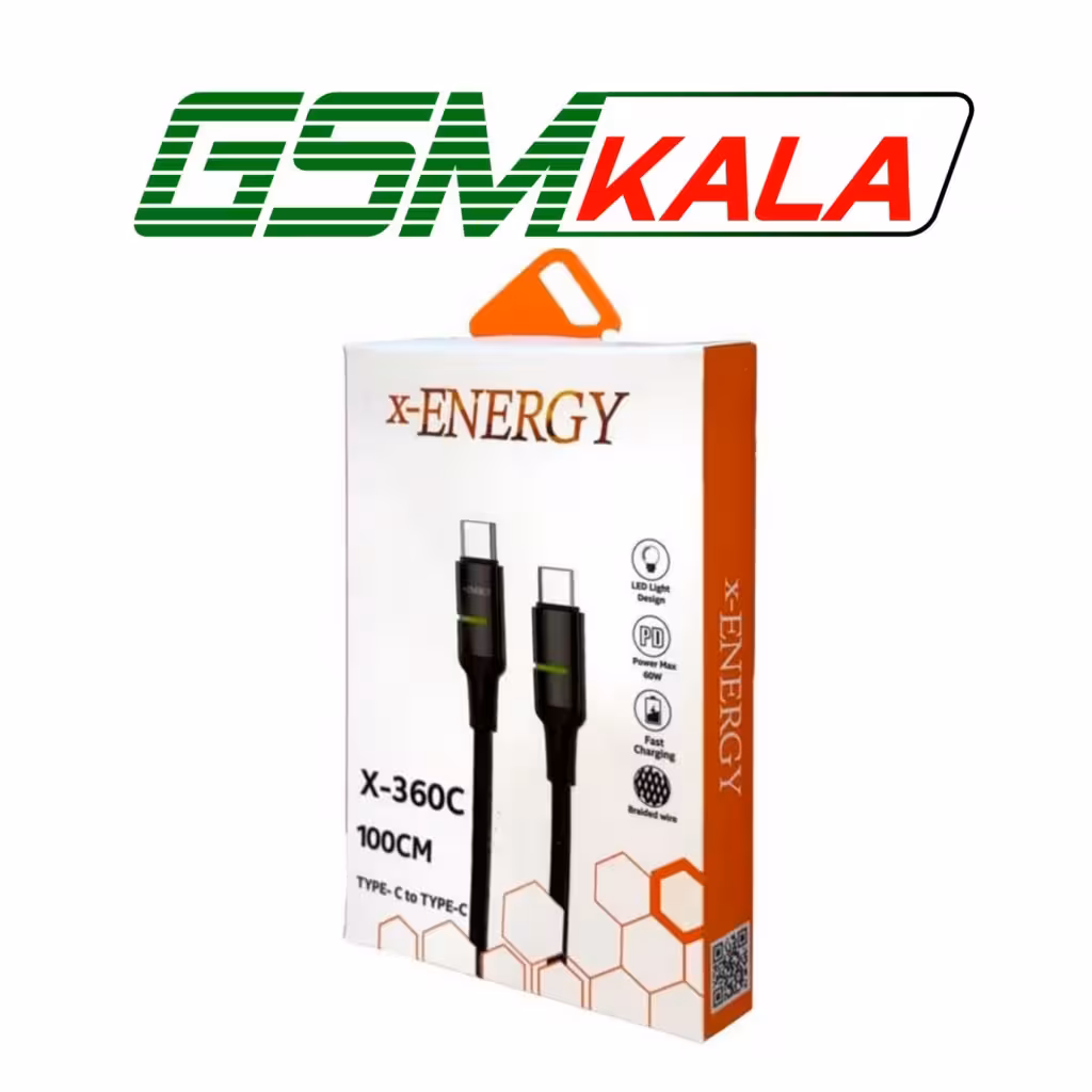 کابل تبدیل فست شارژ X-Energy X-360C Type-C To Type-C PD 60W 1m