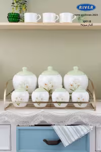 پاسماوری 7 پارچه سرامیکی با استند فلزی ریور RIVER سبز کد 1001B