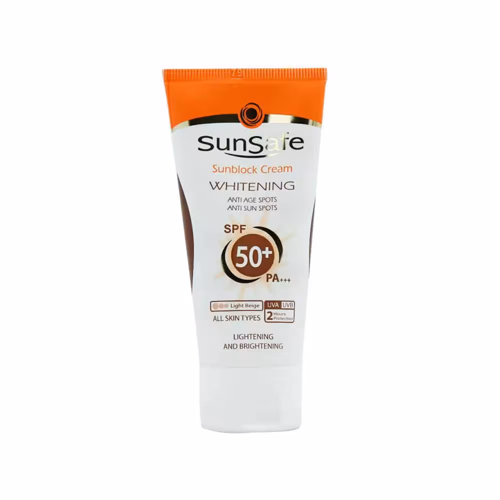 کرم ضد آفتاب SPF50 روشن کننده سان سیف مناسب انواع پوست 50 گرم