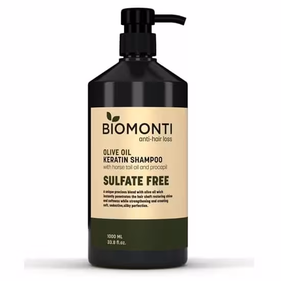 شامپو بیومونتی Biomonti مدل Olive Oil حاوی روغن زیتون حجم 1000میل