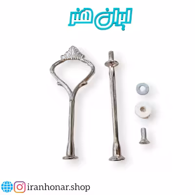 هولدر شیرینی خوری دو طبقه مدل تاجی نقره ای