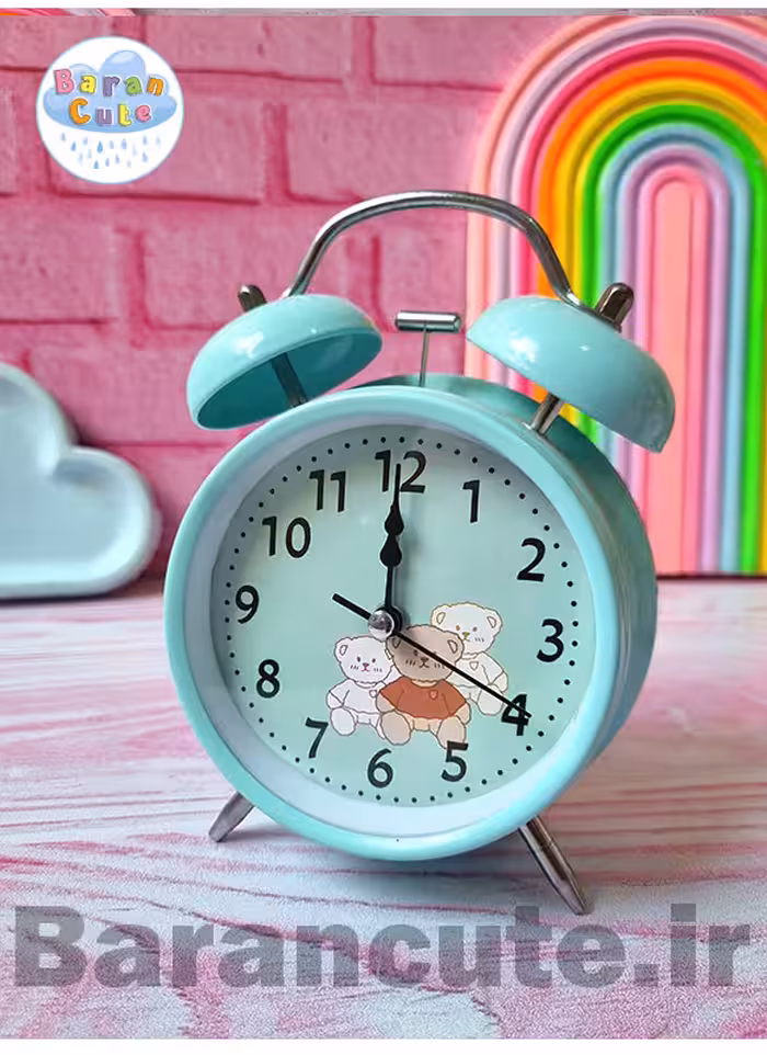 ساعت رومیزی سایز بزرگ فانتزی زنگ دار بدنه فلزی طرح تدی