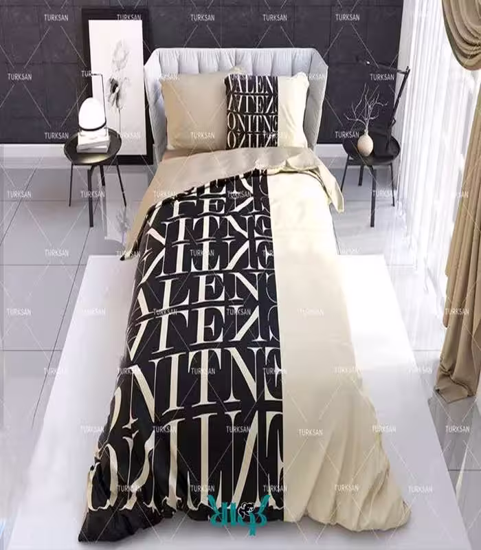 روتختی مشکی کرم یک نفره کد d255