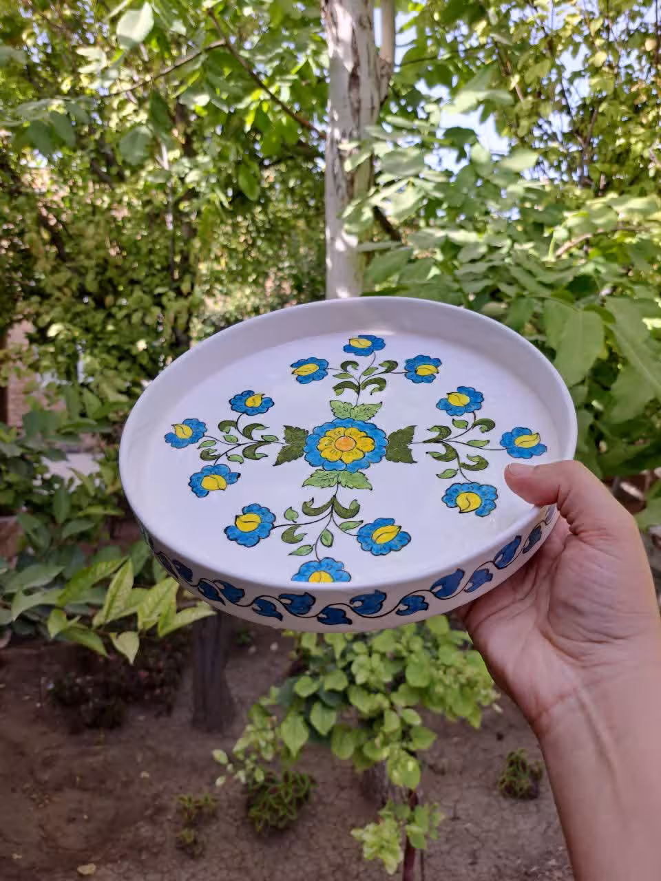 سینی گرد سرامیکی طرح دار کد kd-11