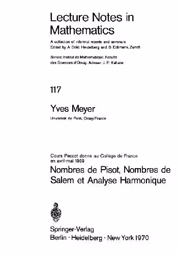 خرید و دانلود نسخه کامل کتاب Nombres de Pi sot, Nombres de Salem et Analyse Harmonique