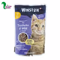 پوچ گربه وینستون طعم بوقلمون و گوشت شکاری در سس 100 گرمی