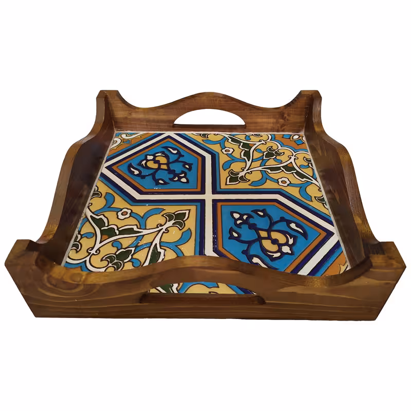 سینی چوبی طرح کاشی