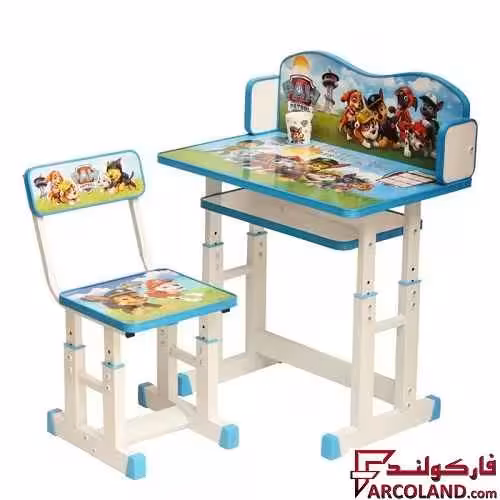 ست میز تحریر و صندلی پیچی طرح سگهای نگهبان کد 2