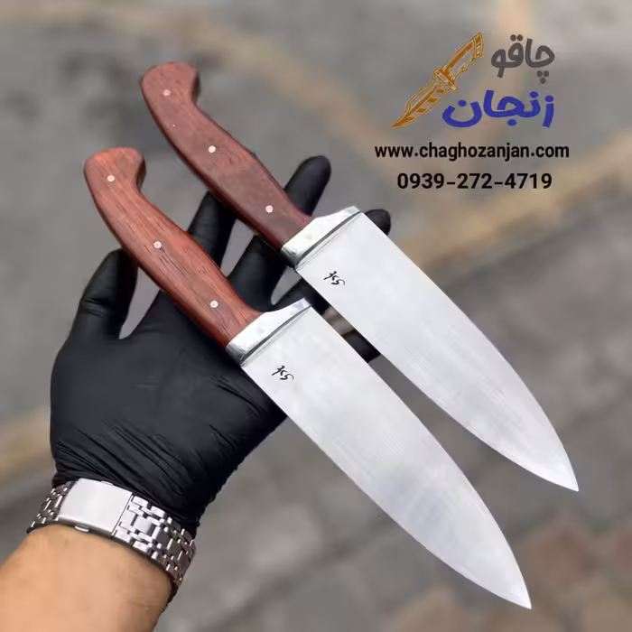 چاقو سلاخی طرح برزیلی استاد هادی فضلی تیغه فولادی دسته پادوک