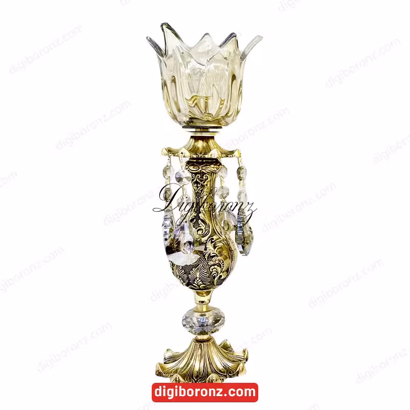 جاشمعی برنجی برنزی پایه نخل (جاشمعی برنزی) | شمعدان برنزی