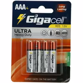 باتری نیم قلمی گیگاسل مدل Ultra Heavy Duty بسته 4 عددی